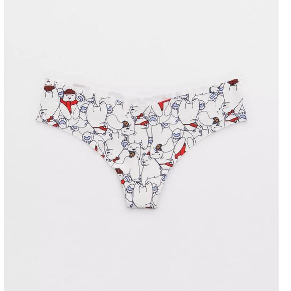 aerie Other - Aerie Superchill No Show Cotton Thong Underwear Womens Size Medium Polar Bear